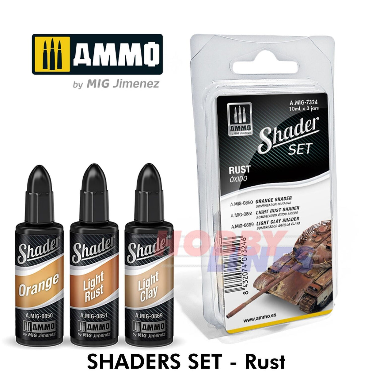 Shader Set - Rust -  Acrylic Paint - 3 x 10ml | Ammo by Mig Jimenez | Mig7324