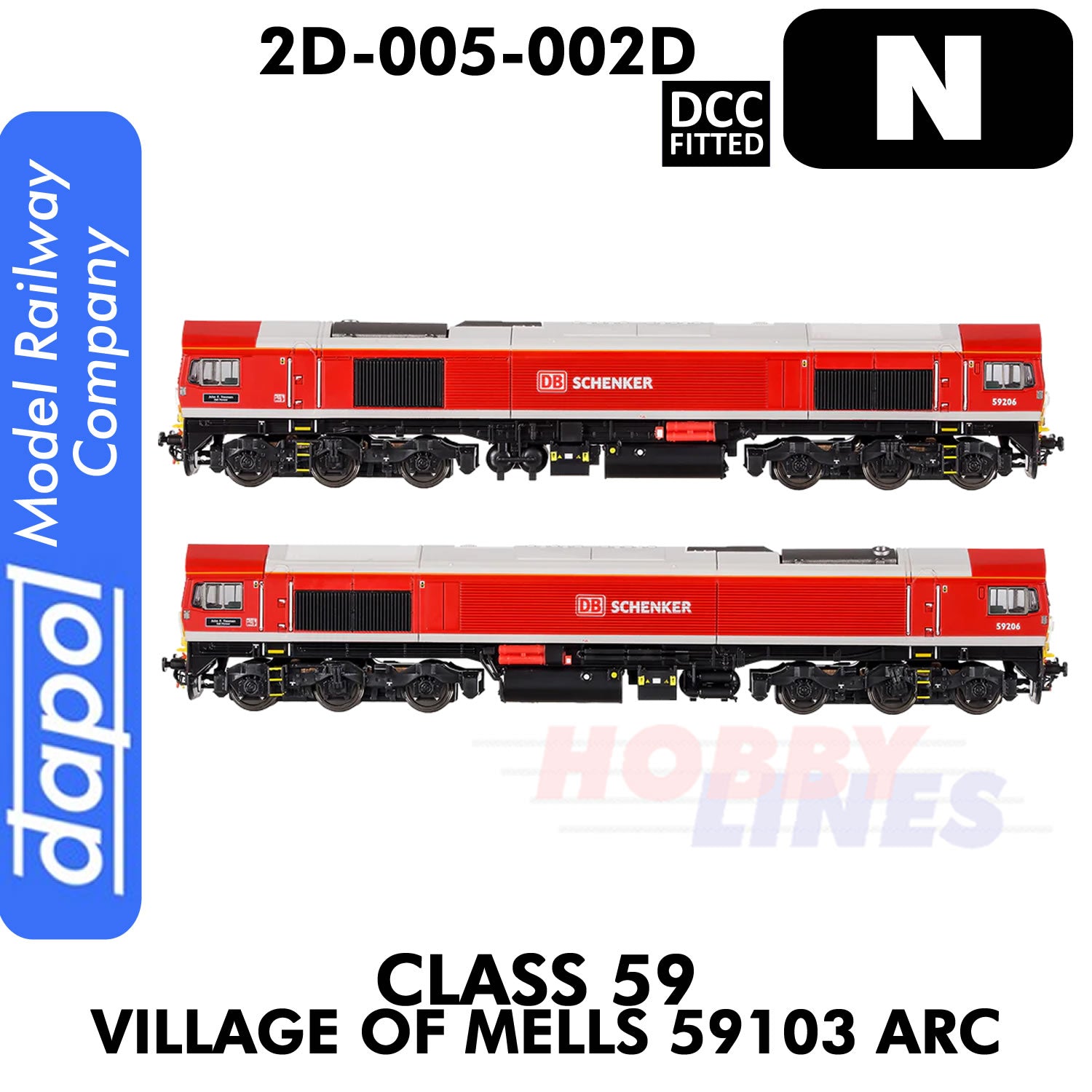 Class 59 John F Yeoman 59206 DB Schenker - DCC Fitted |  Dapol | 2D-005-002D