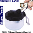 AIRBRUSH HOLDER and CLEANPOT Glass Cleaning jar with filters