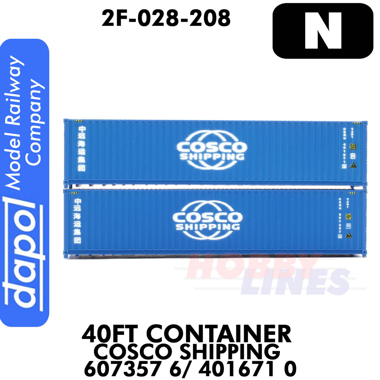 40ft Shipping Container Cosco - Twin Pack | Dapol | 2F-028-208