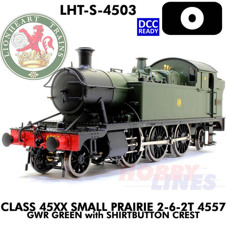 Class 45xx Small Prairie 2-6-2T 4557 - GWR Green with Shirtbutton Crest - DCC Ready | Lionheart Trains | LHT-D-4503