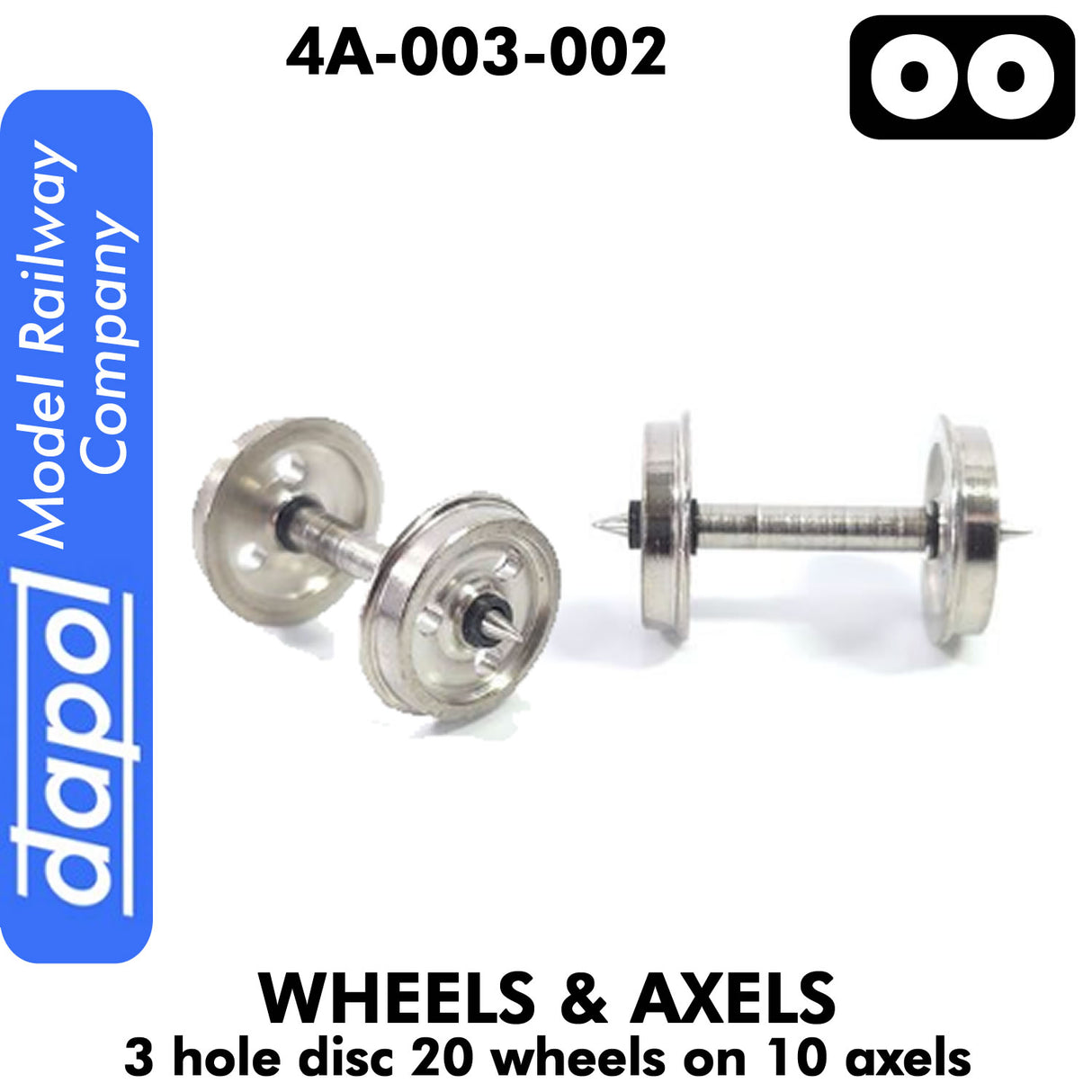Wheels & Axels - 3 Hole Disc - 20 wheels on 10 axels | Dapol | 4A-003-002
