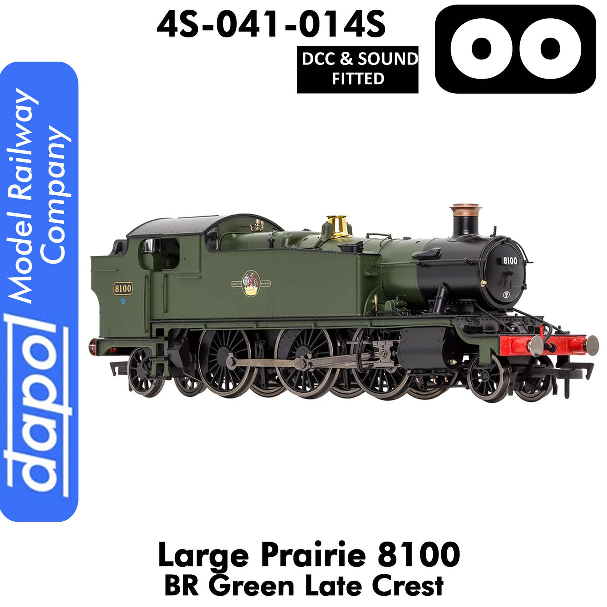 LARGE PRAIRIE 8100 BR Late Crest Steam Locomotive DCC & Sound | Dapol | 4S-041-014S