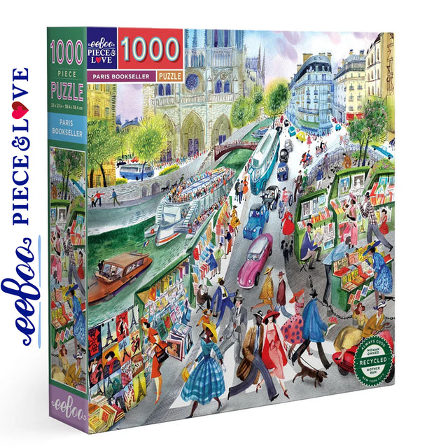 eeBoo PARIS BOOKSELLER 1000 pc Square Jigsaw Puzzle Super Deluxe PZTPBS