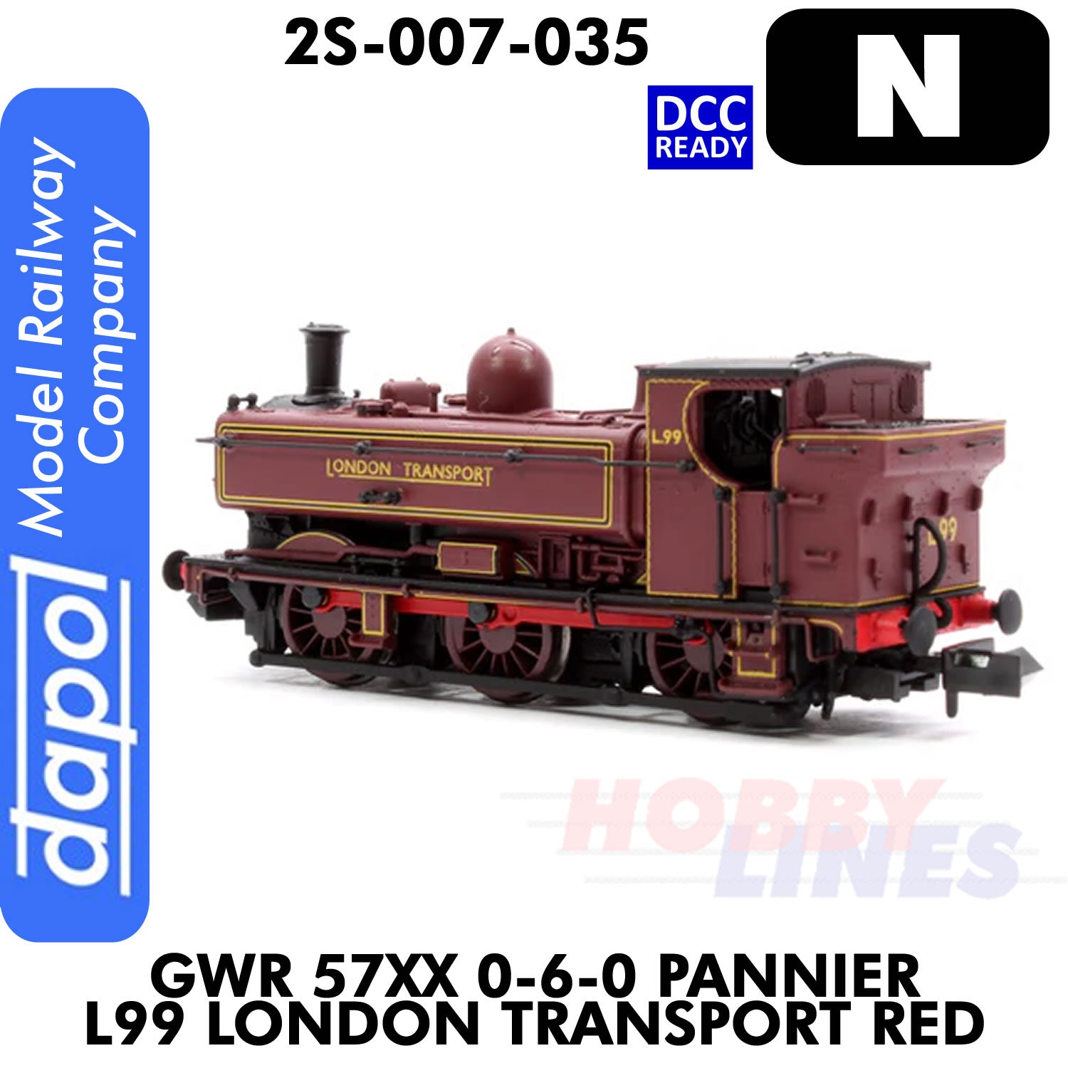 London Transport  - Pannier L99 - Red - DCC Ready | Dapol | 2S-007-035
