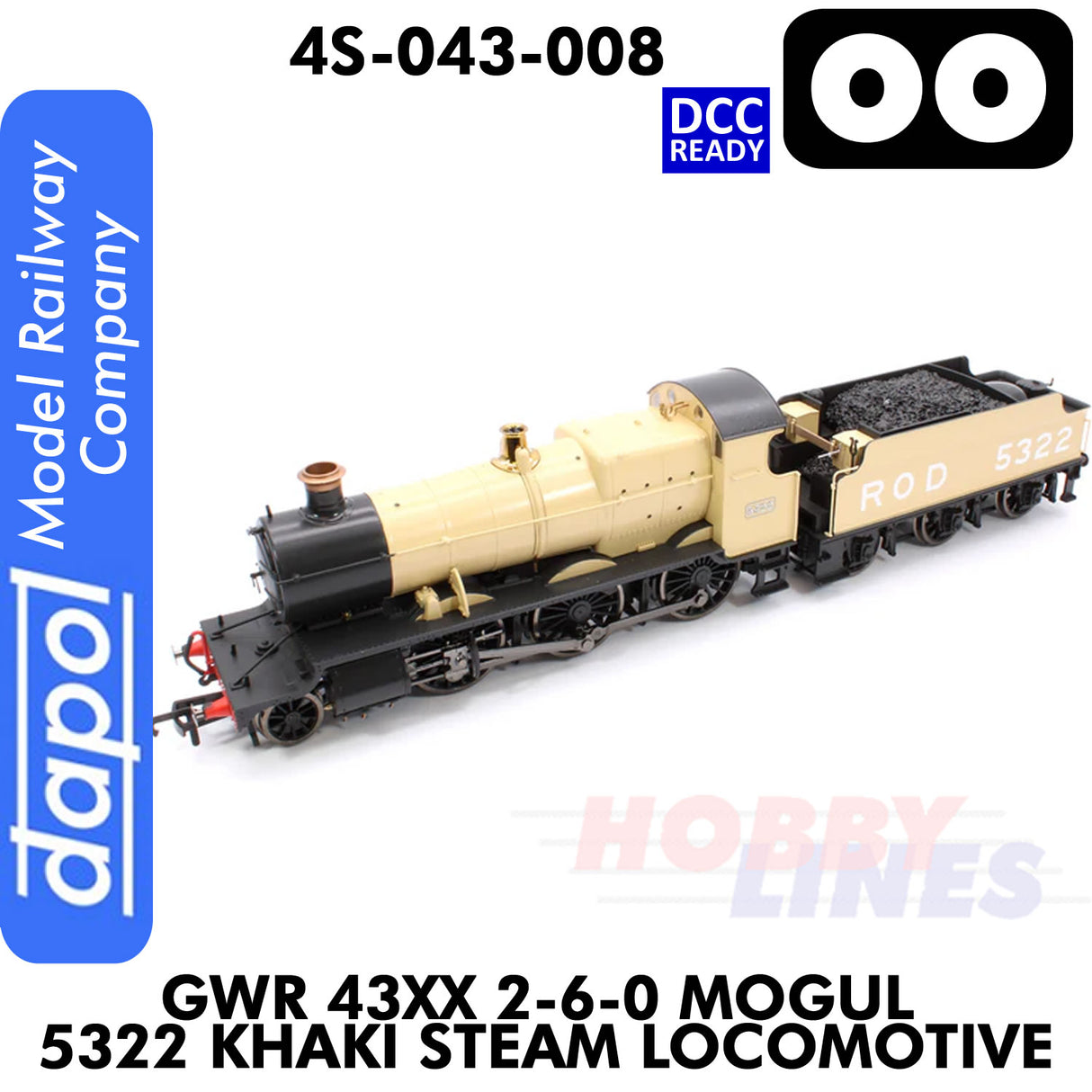 Great Western Railway - 43xx 2-6-0 Mogul 5322 Khaki - 1:76 OO |  Dapol | 4S-043-008