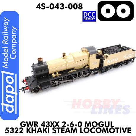 Great Western Railway - 43xx 2-6-0 Mogul 5322 Khaki - 1:76 OO |  Dapol | 4S-043-008