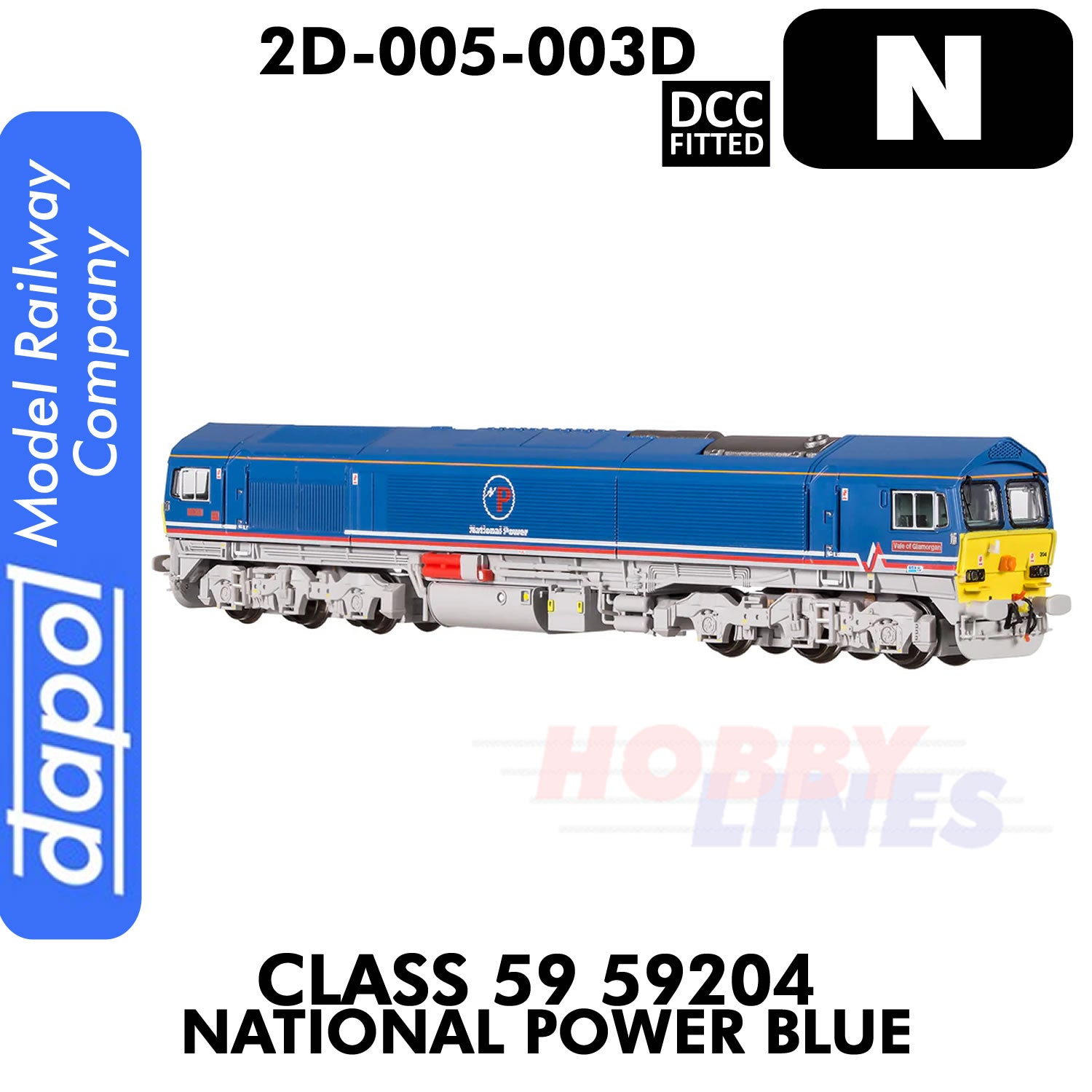 Class 59 59204 National Power Blue - DCC Fitted | Dapol | 2D-005-003D