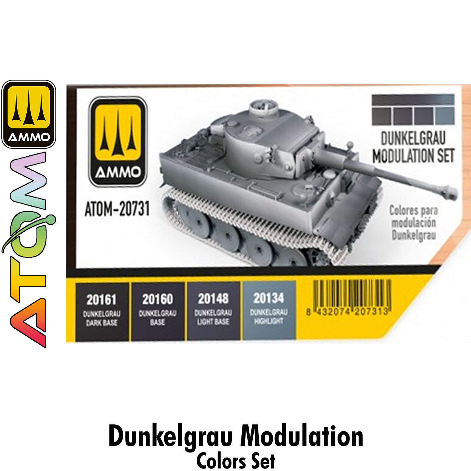 ATOM Dunkelgrau Modulation Set  - 4 20ml Acrylic Paint | Ammo by Mig Jimenez