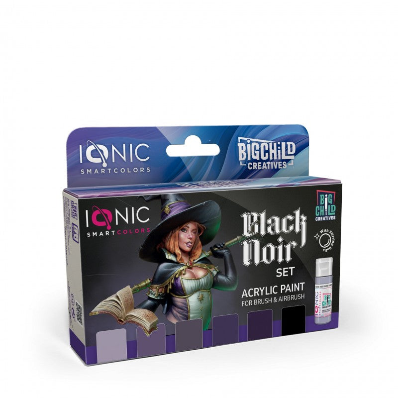 IONIC BLACK NOIR SET Colours Acrylic Paint - 6 jars 20ml | Ionic | IONIC0502