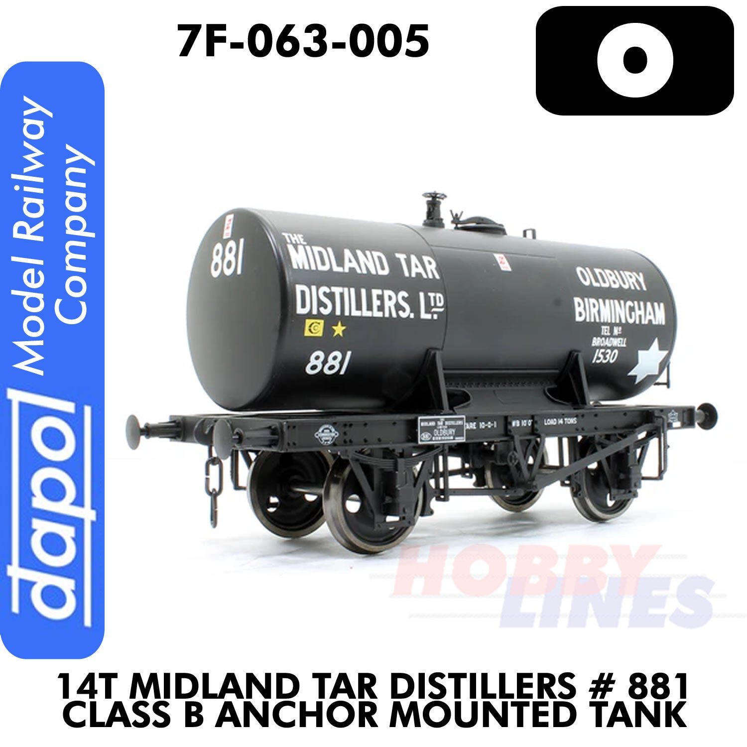 14T Midland Tar Distillers #881 Class B Anchor Mounted Tank |  Dapol | 7F-063-005