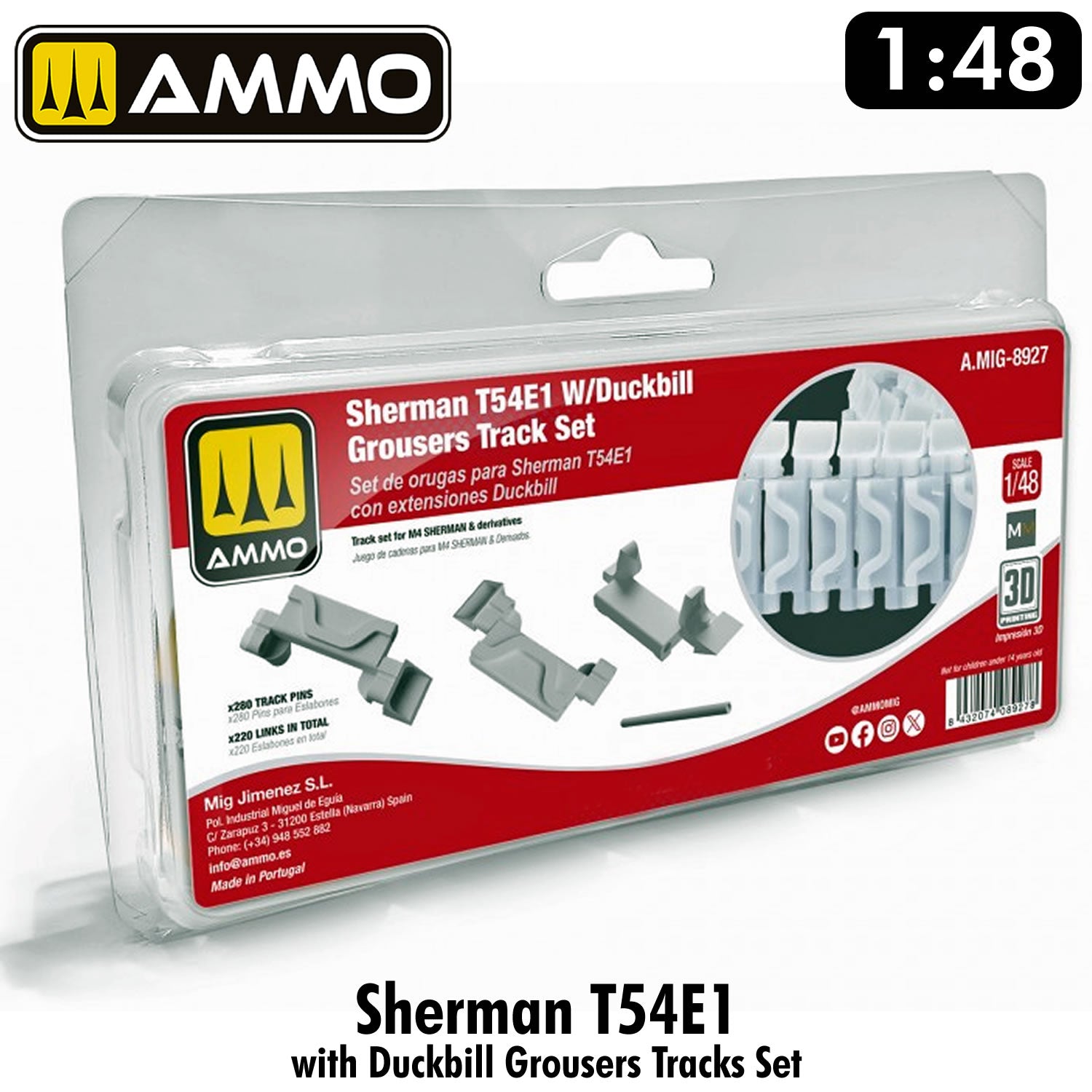 SHERMAN with DUCKBILL GRS TRACKS tank 3D printed HiQ resin detail 1:48 | Ammo by Mig Jimenez