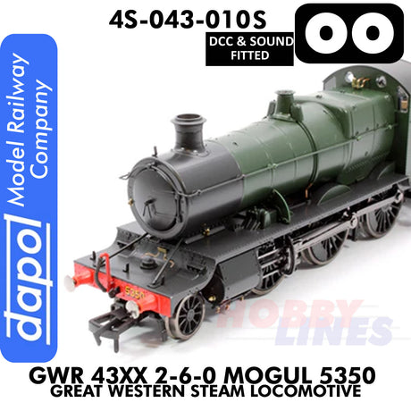 Great Western Railway -  43xx 2-6-0 Mogul 5350 Great Western - DCC & Sound - 1:76 OO | Dapol |  4S-043-010S