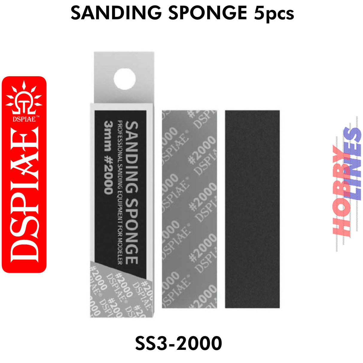 SS3-2000 3mm #2000 Sanding Sponge - 5pcs - 2000 grit | DSPIAE | DS033
