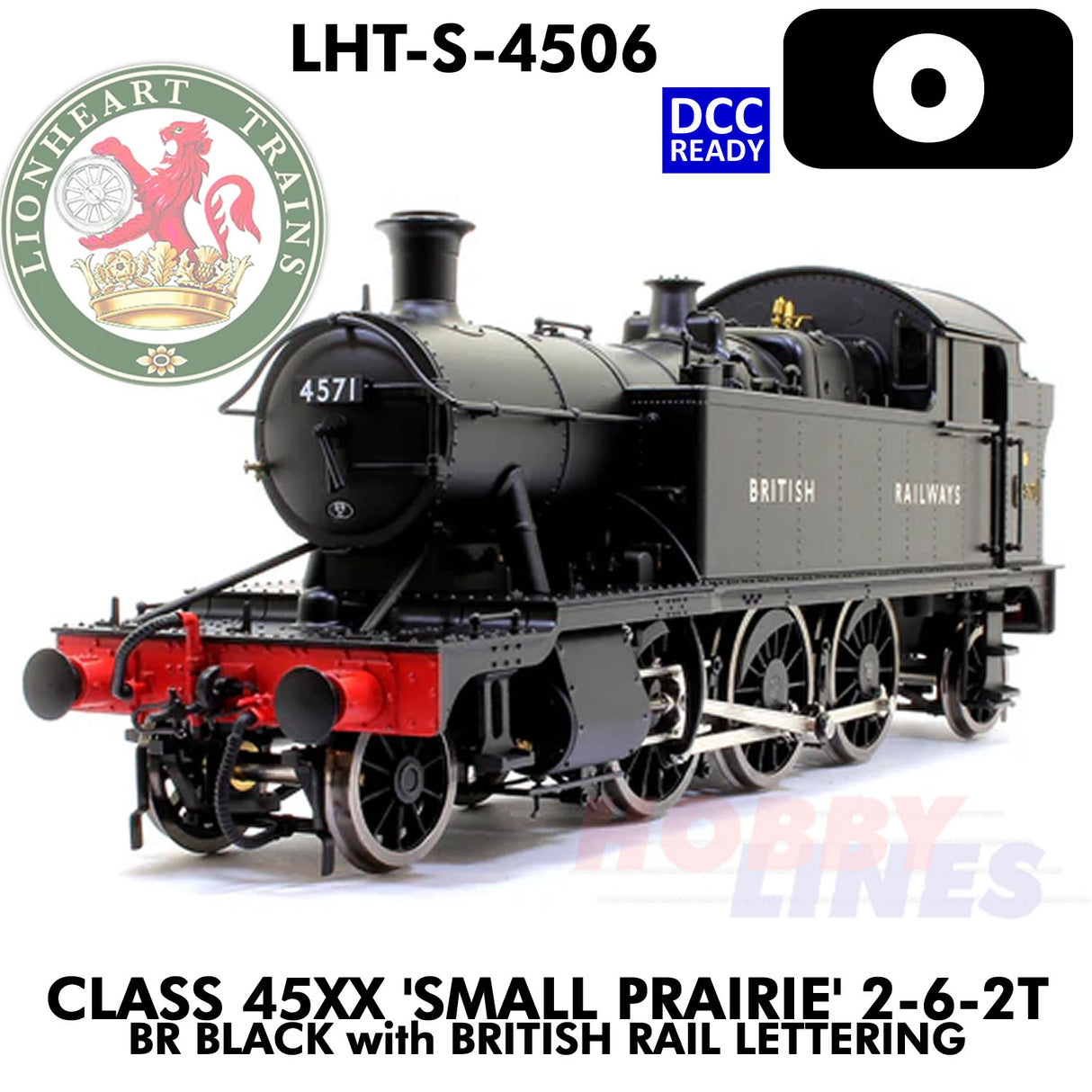 Class 45xx Small Prairie 2-6-2T - BR Black with British Rail Lettering  - DCC Ready | Lionheart Trains | LHT-S-4506