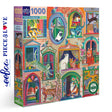 eeBoo CATS IN THE WINDOW 1000 pc Square Jigsaw Puzzle Super Deluxe PZTCIW