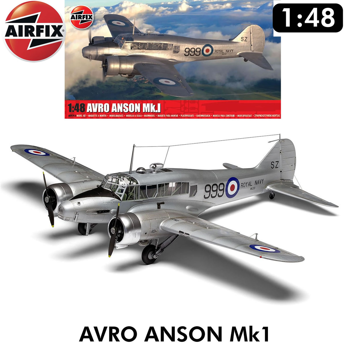 AVRO ANSON MK 1 WWII RAF Light Bomber Trainer - 1:48 Model Kit | Airfix | A09191A