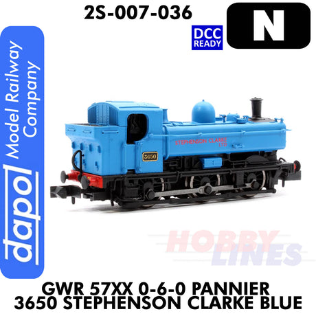 Great Western Railway - 57XX 0-6-0 Pannier 3650 Stephenson Clarke -  Blue - DCC Ready | Dapol | 2S-007-036