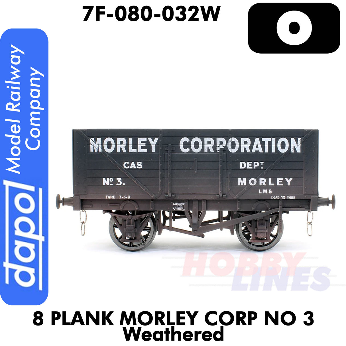 8 Plank Wagon Morley Corp No 3 Weathered | Dapol | 7F-080-032W