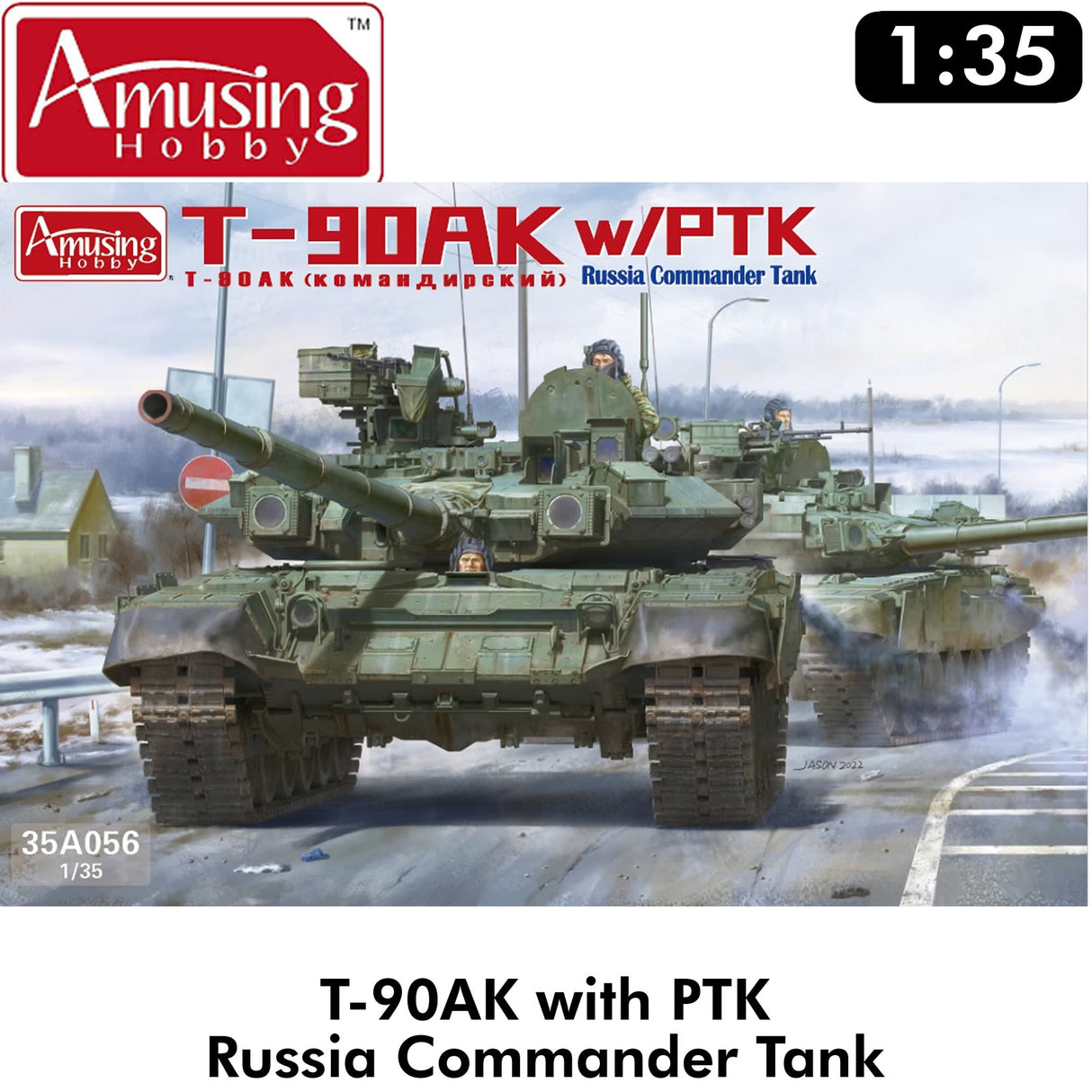 T-90AK with PTK Russia Commander Tank 1:35 scale kit | Amusing Hobby | 35A056