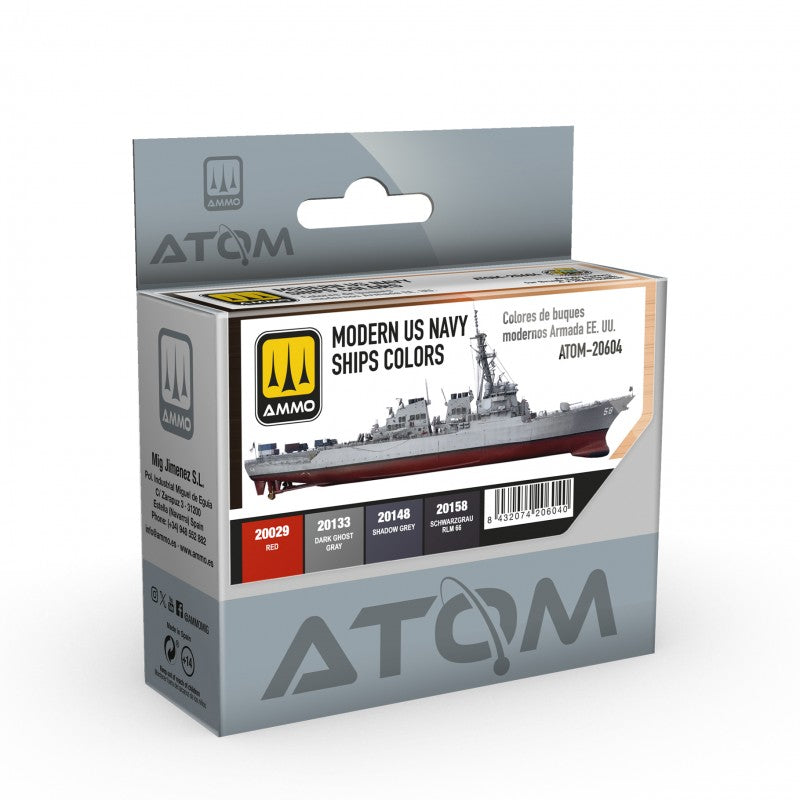 ATOM Modern US Navy Ships colors Set - 4 20ml Acrylic Paint | Ammo by Mig Jimenez