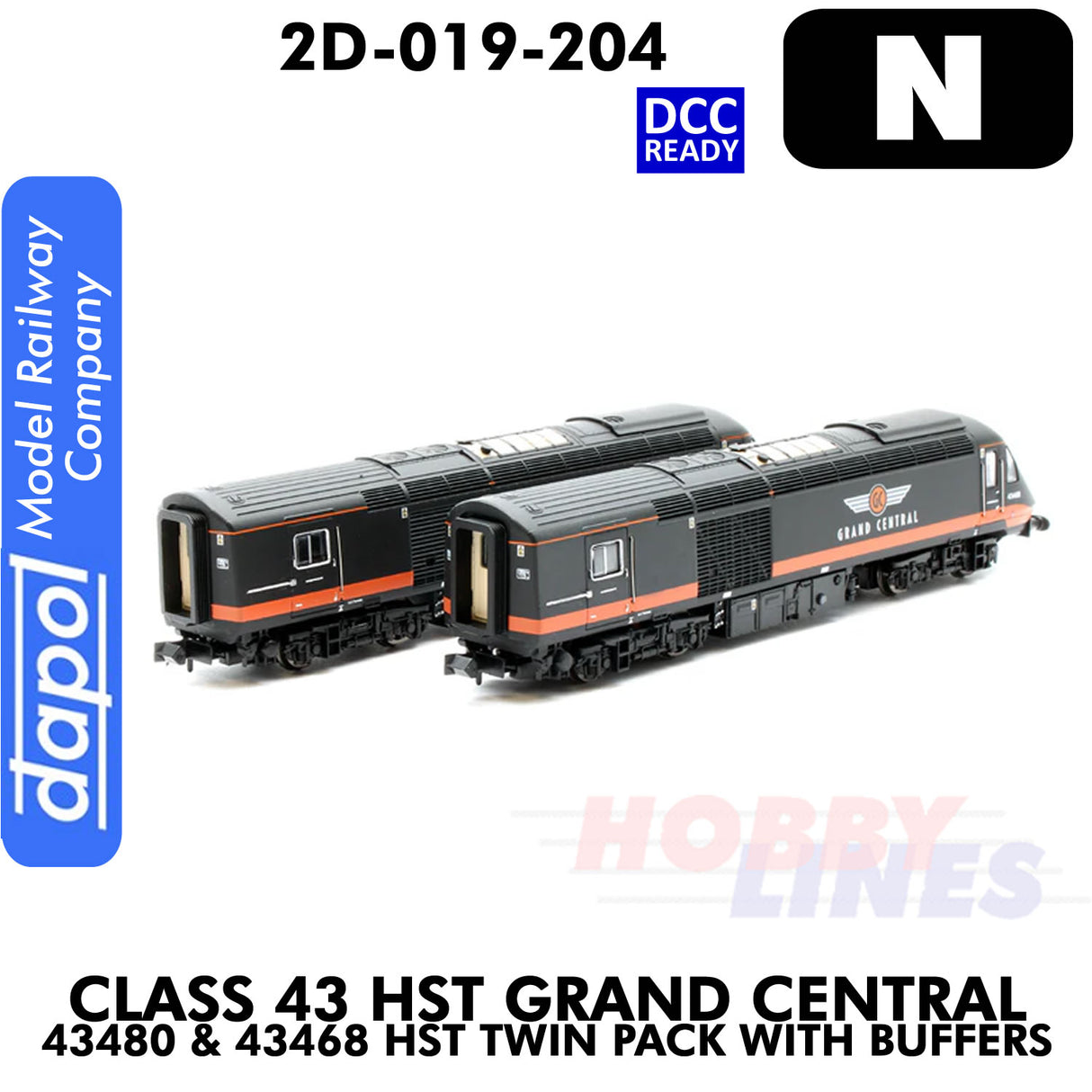 Class 43 HST Grand Central Twin pk - 43480 & 43568 with Buffers | Dapol | 2D-019-204