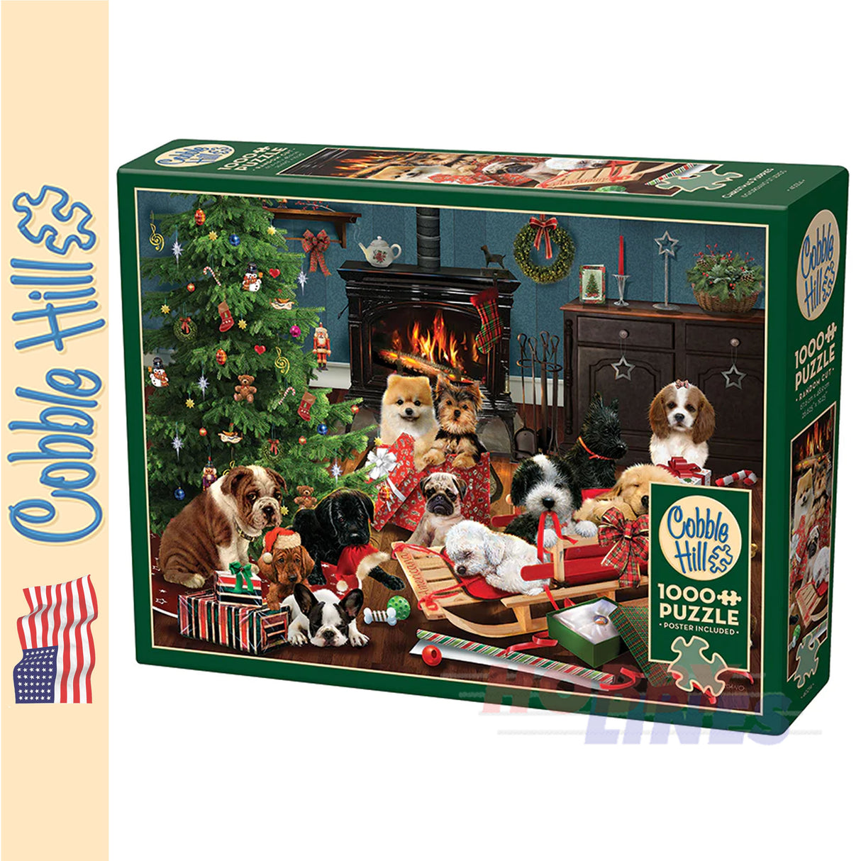 Christmas Puppies COBBLE HILL 1000pc jigsaw puzzle 40214