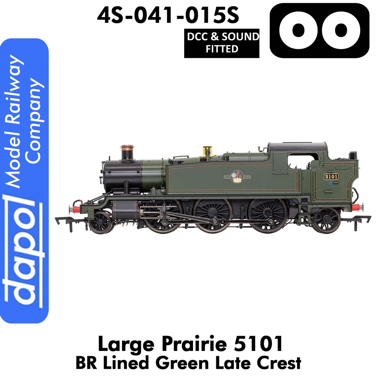 LARGE PRAIRIE 5101 BR Late Crest Steam Locomotive DCC & Sound | Dapol | 4S-041-015S