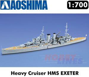 HMS EXETER Heavy Cruiser WWII British Navy 1:700 model kit Aoshima 05273