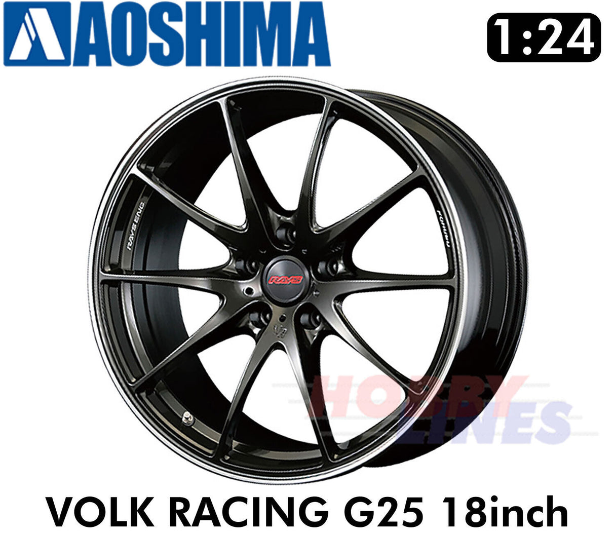 Aoshima Wheels & Tyres VOLK RACING G25 18inch 1:24 Set of 4 Tuned Parts 06118