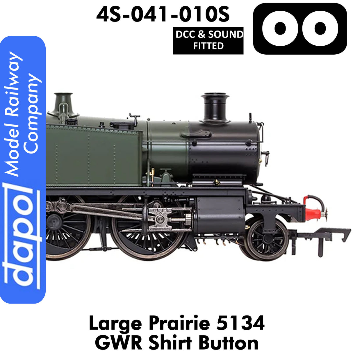 LARGE PRAIRIE 5134 GWR SHIRT BUTTON DCC & Sound Steam Locomotive | Dapol |  4S-041-010S