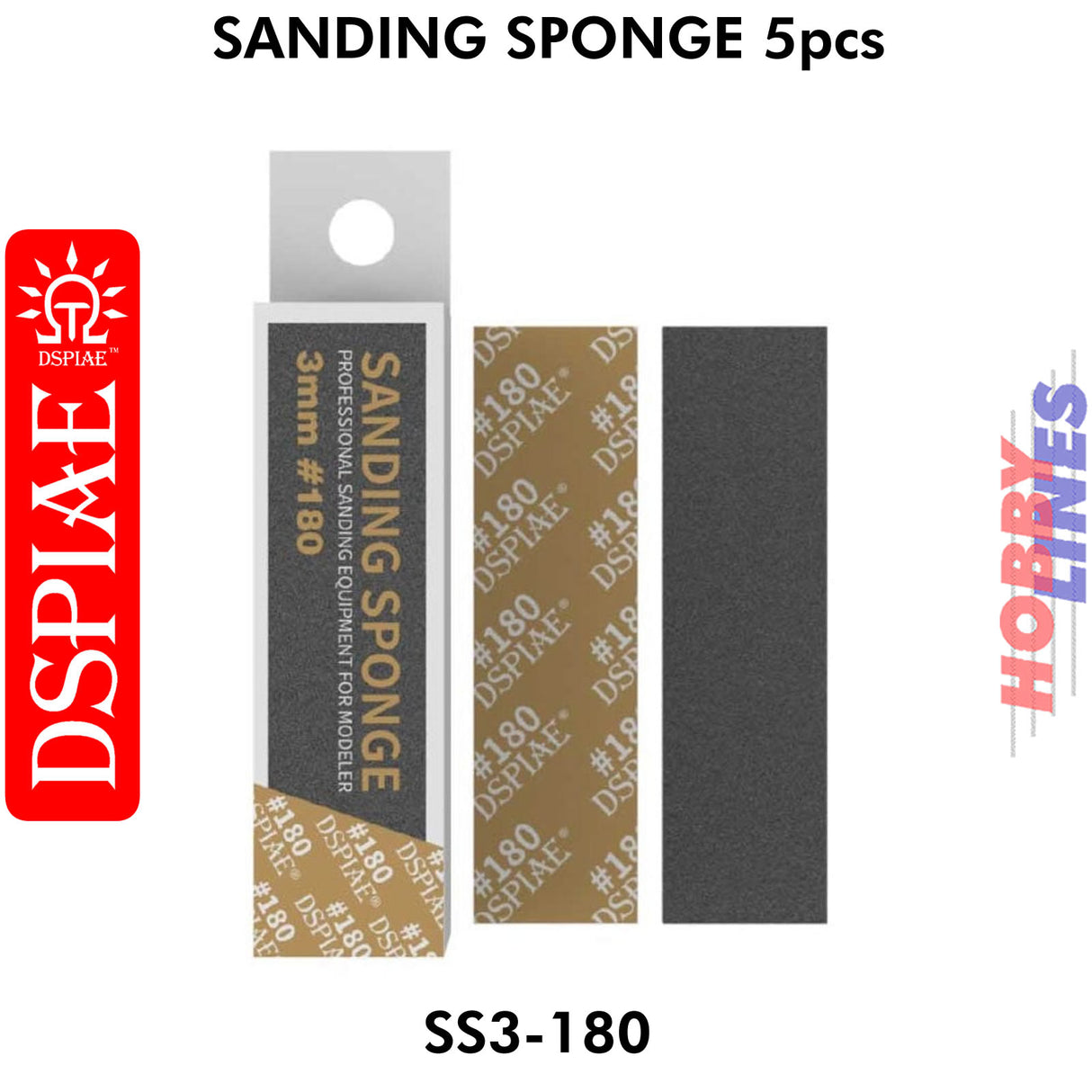SS3-180 3mm #180 Sanding Sponge 5pcs - 180 grit | DSPIAE | DS025