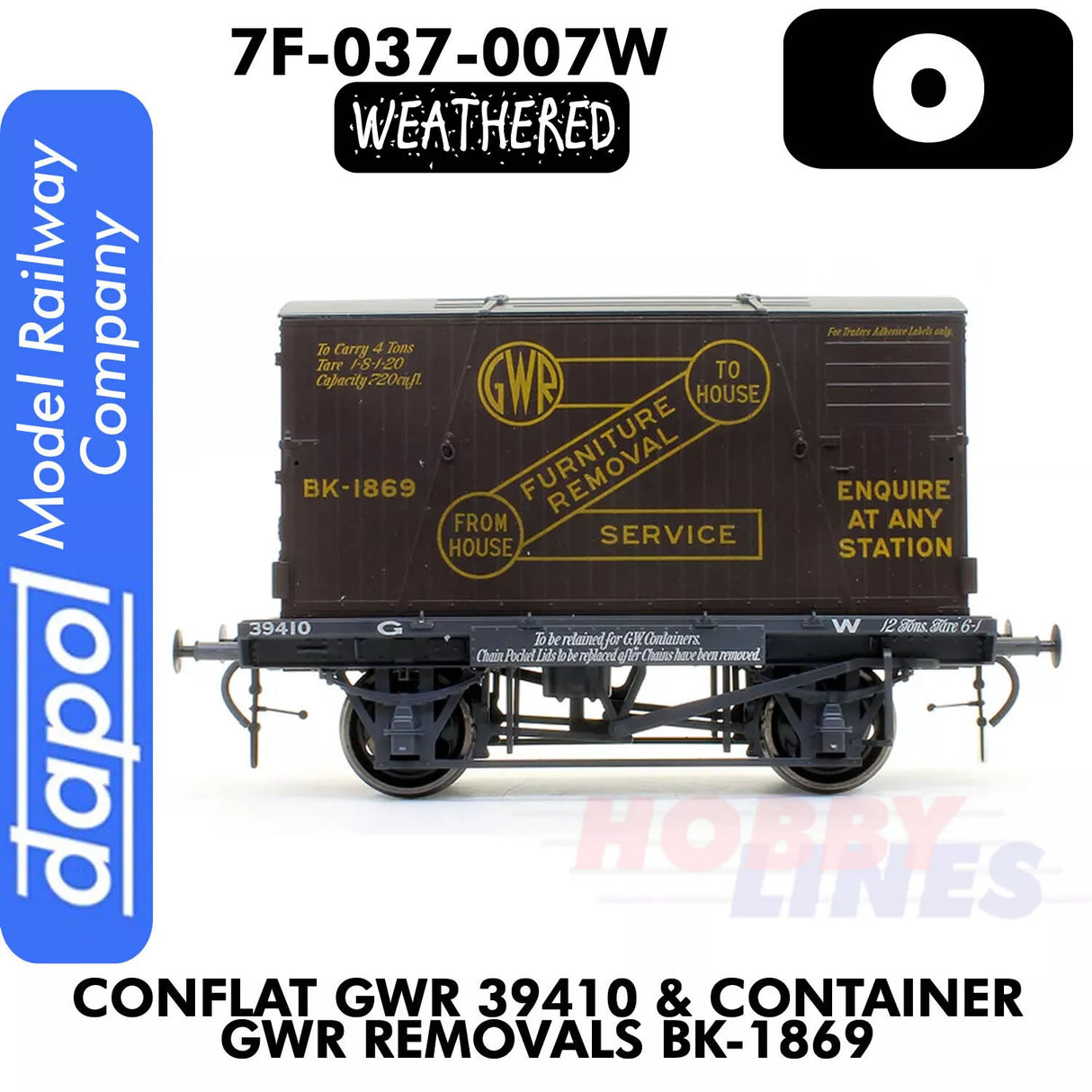 Conflat GWR 39410 & Container GWR Removals BK-1869 - Wagon | Dapol |7F-037-007W