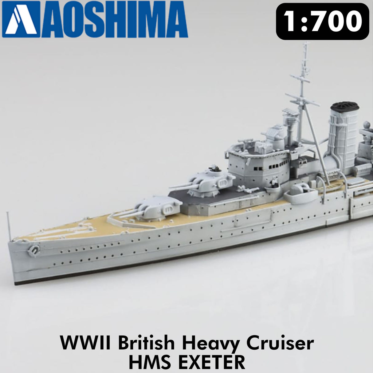 HMS EXETER WWII Heavy Cruiser Waterline 1:700 scale kit AOSHIMA 06754