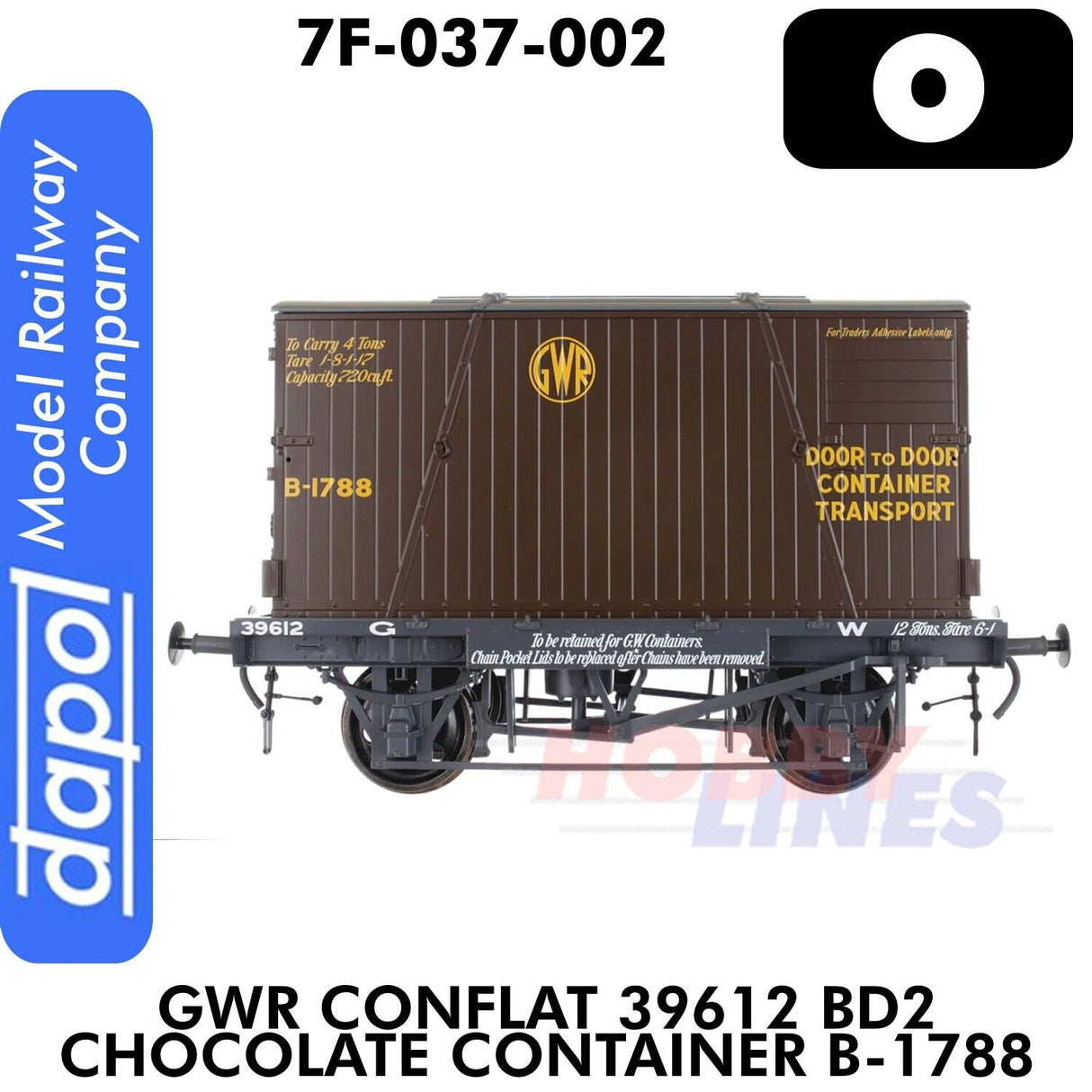 GWR Conflat 39612 BD2 Chocolate Container B-1788 | Dapol | 7F-037-002