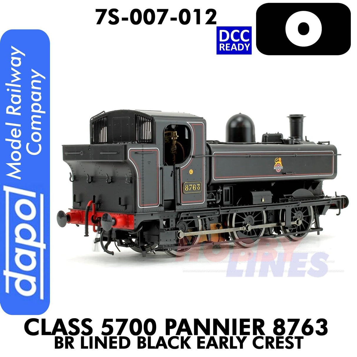 Class 5700 Pannier 8763 BR Black Early Crest - DCC Ready | Dapol | 7S-007-012