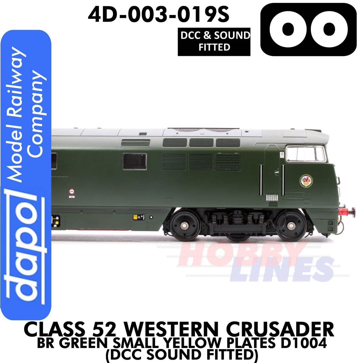 Class 52 Western Crusader - BR Green Small Yellow Plates D1004 - DCC & Sound Fitted | Dapol | 4D-003-019S