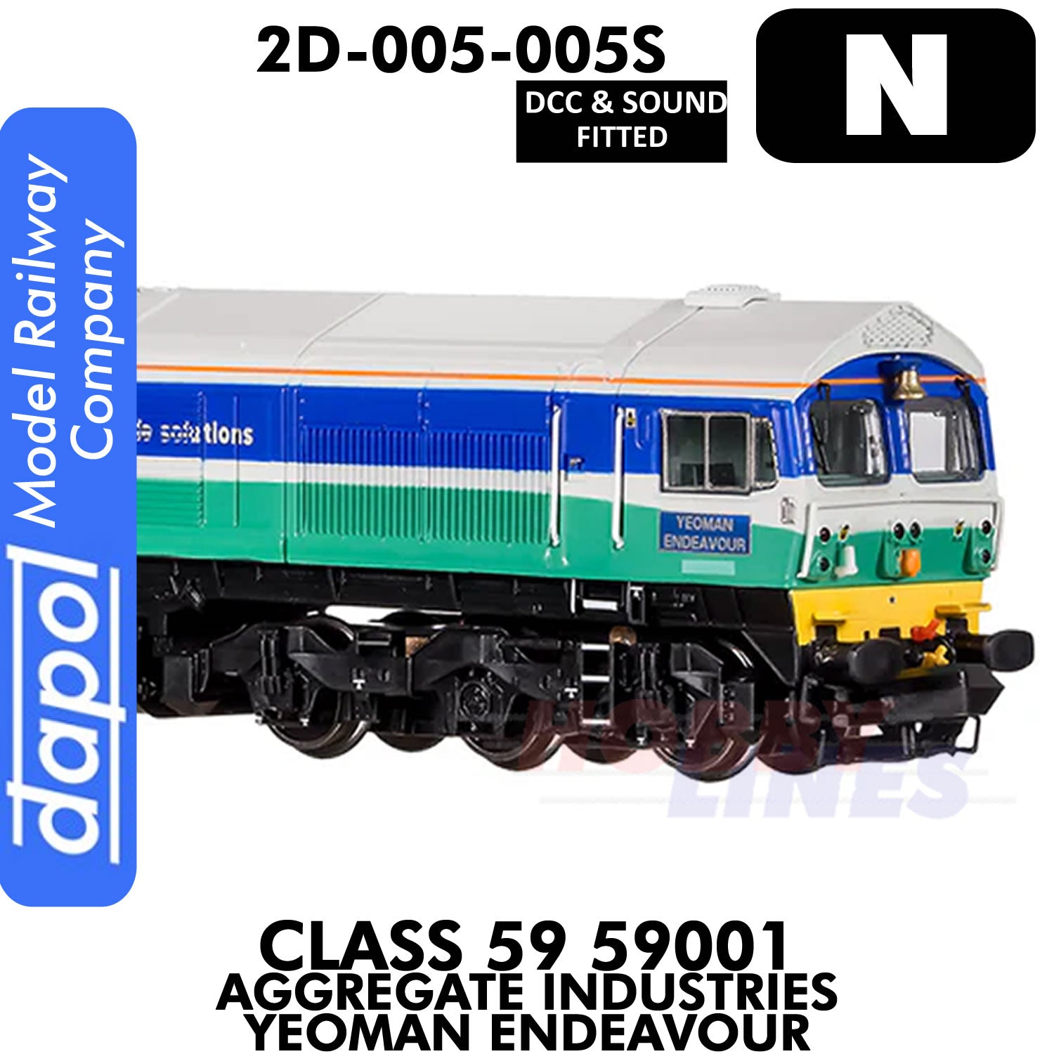 Class 59 59001 Aggregate Industries Yeoman Endeavour - DCC & Sound | Dapol | 2D-005-005S