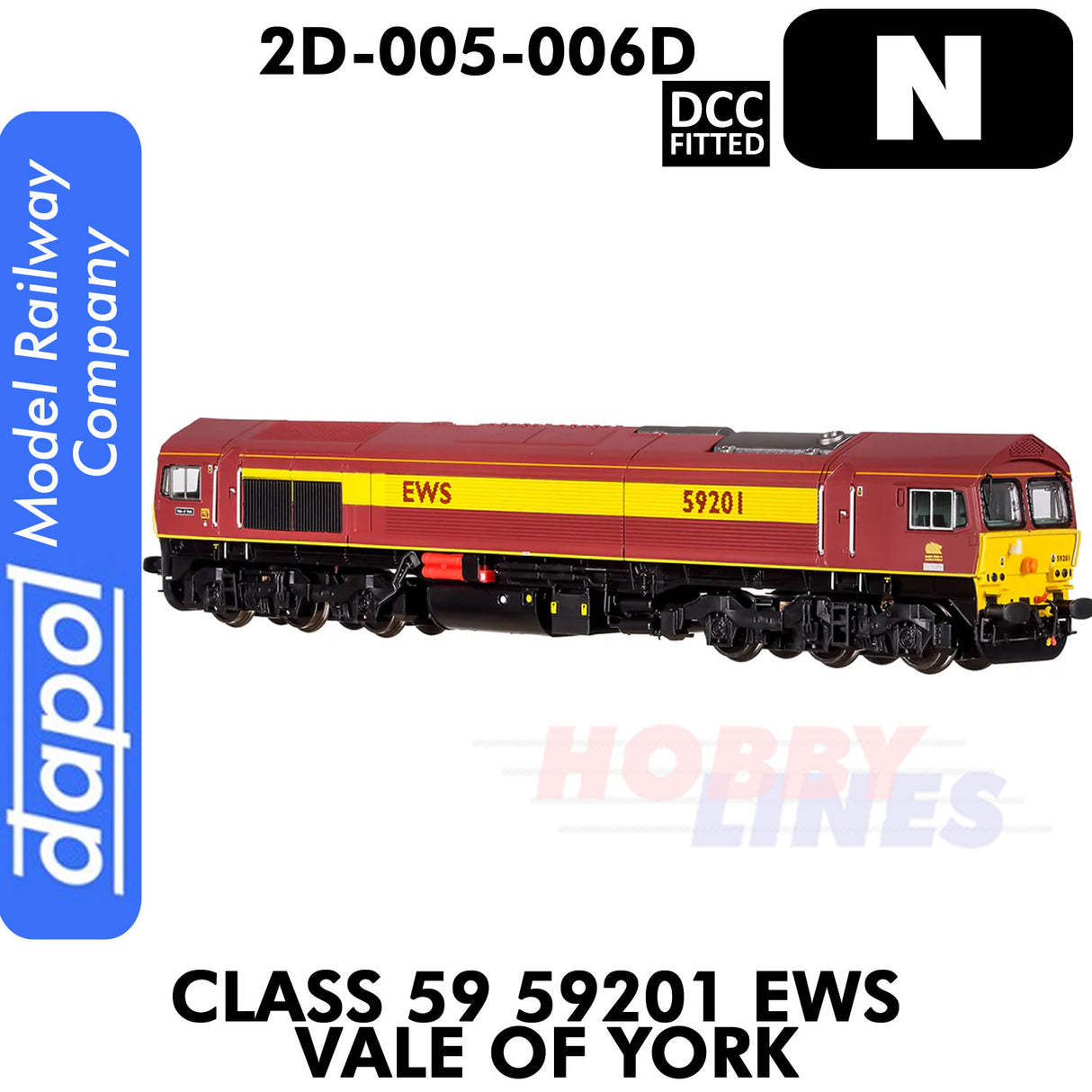 Class 59 59201 EWS Vale of York - DCC Fitted | Dapol | 2D-005-006D