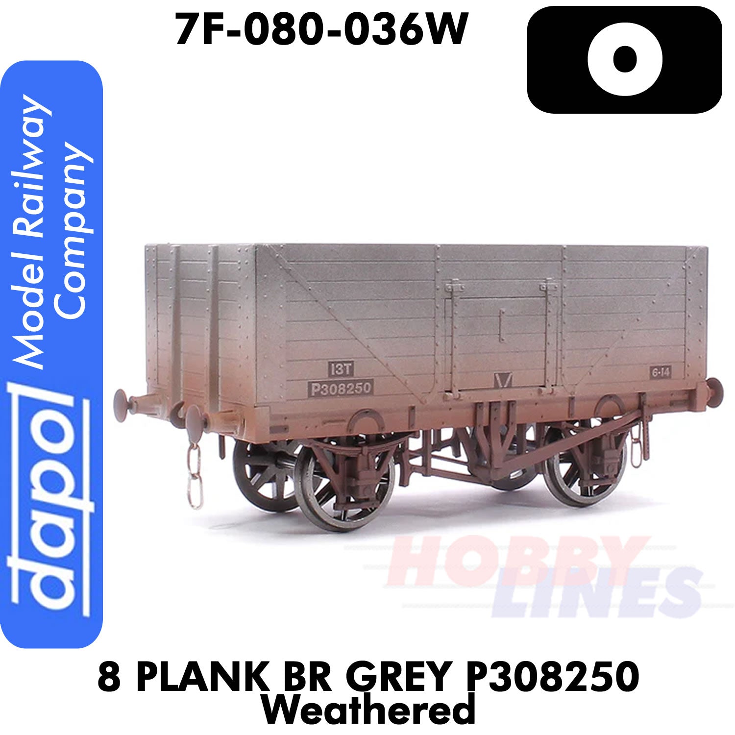 8 Plank BR Grey P308250 Weathered 1:43 O gauge Dapol 7F-080-036W