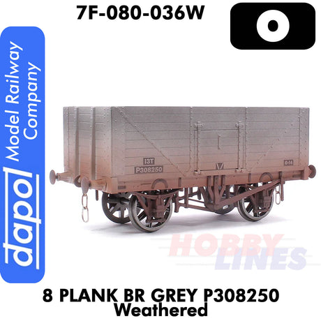 8 Plank BR Grey P308250 Weathered 1:43 O gauge Dapol 7F-080-036W