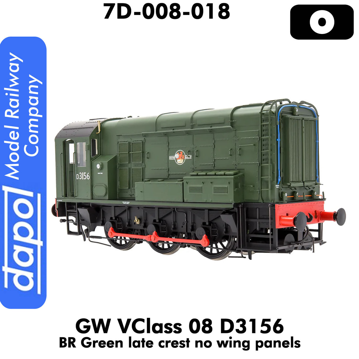 Class 08 D3156 British Rail - Green Late Crest |  Dapol | 7D-008-018