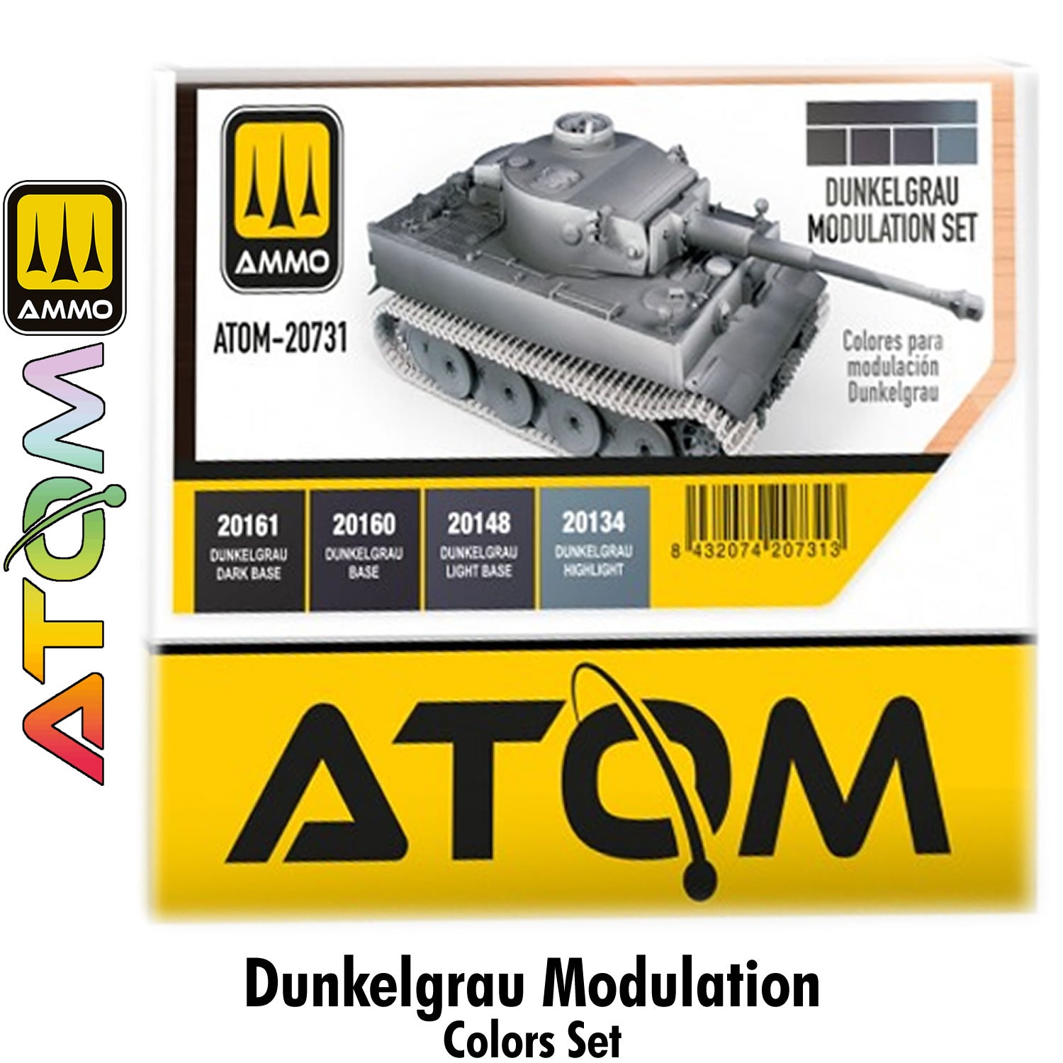 ATOM Dunkelgrau Modulation Set  - 4 20ml Acrylic Paint | Ammo by Mig Jimenez