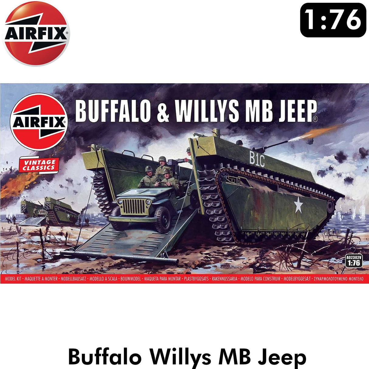 BUFFALO WILLYS MB JEEP US amphibious Landing Vehicle Tracked WWII 1:72 model kit AIRFIX A03302V