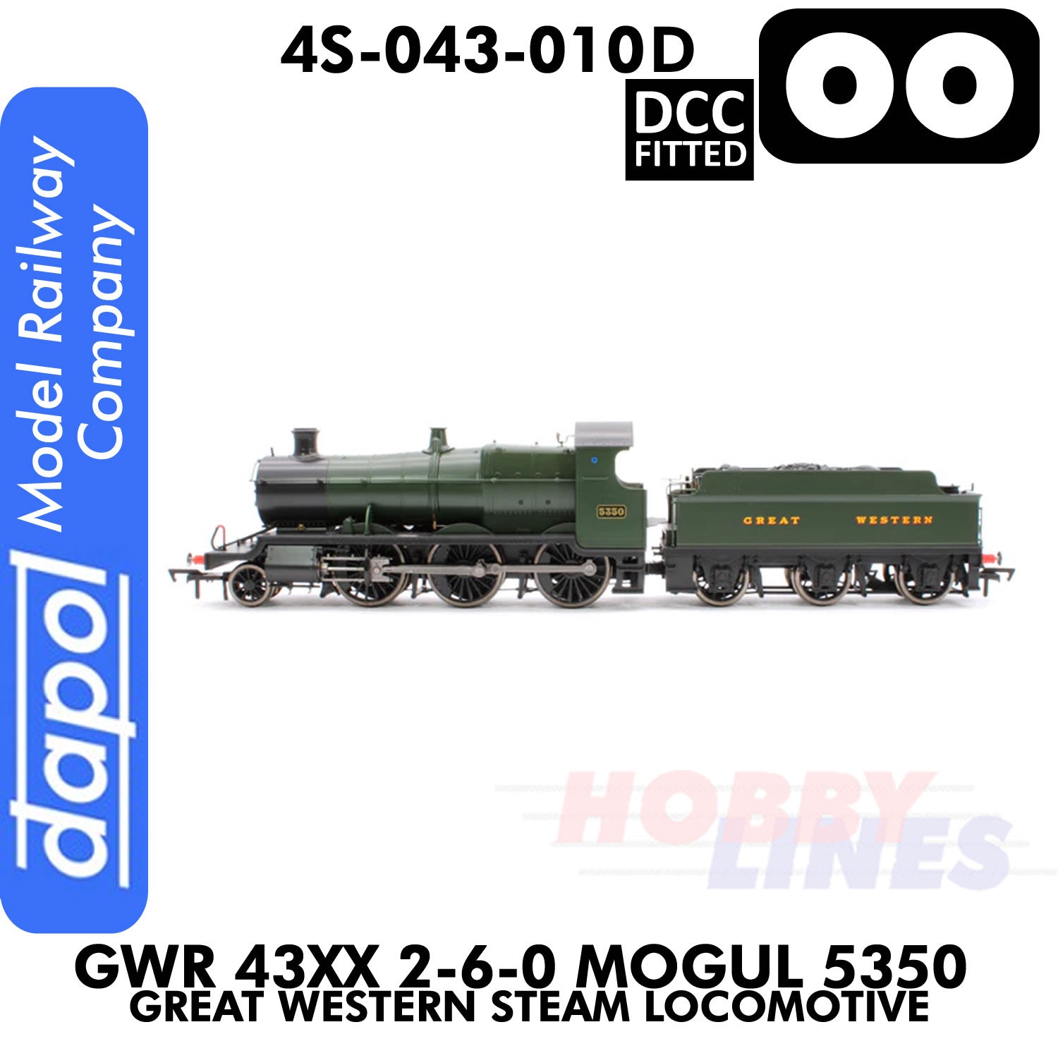 Great Western Railway - 43xx 2-6-0 Mogul 5350 Great Western -DCC - 1:76 OO | Dapol | 4S-043-0010D
