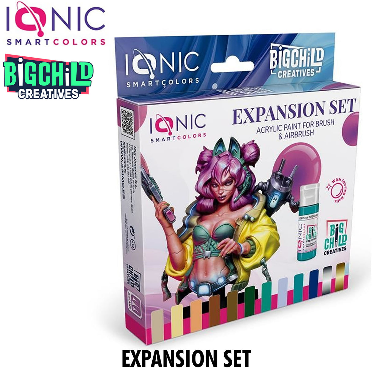 IONIC EXPANSION SET Colours Acrylic Paint Set 12 jars 20ml IONIC0501