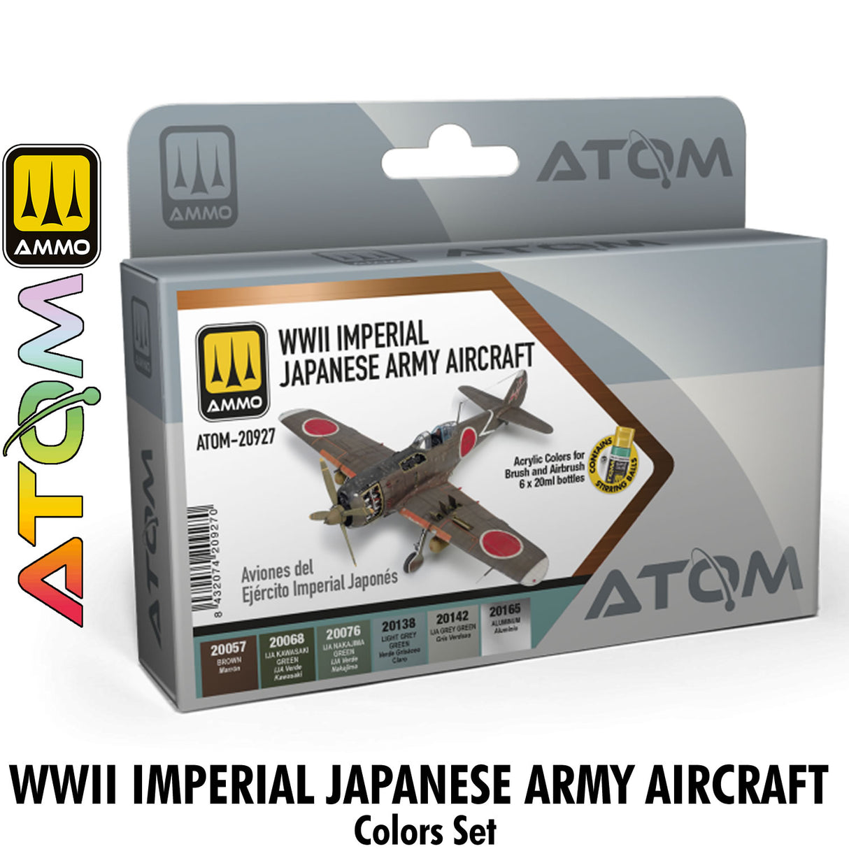 ATOM WWII Imperial Japanese Army Aircraft Set - 6 20ml Acrylic Paint | Ammo by Mig Jimenez
