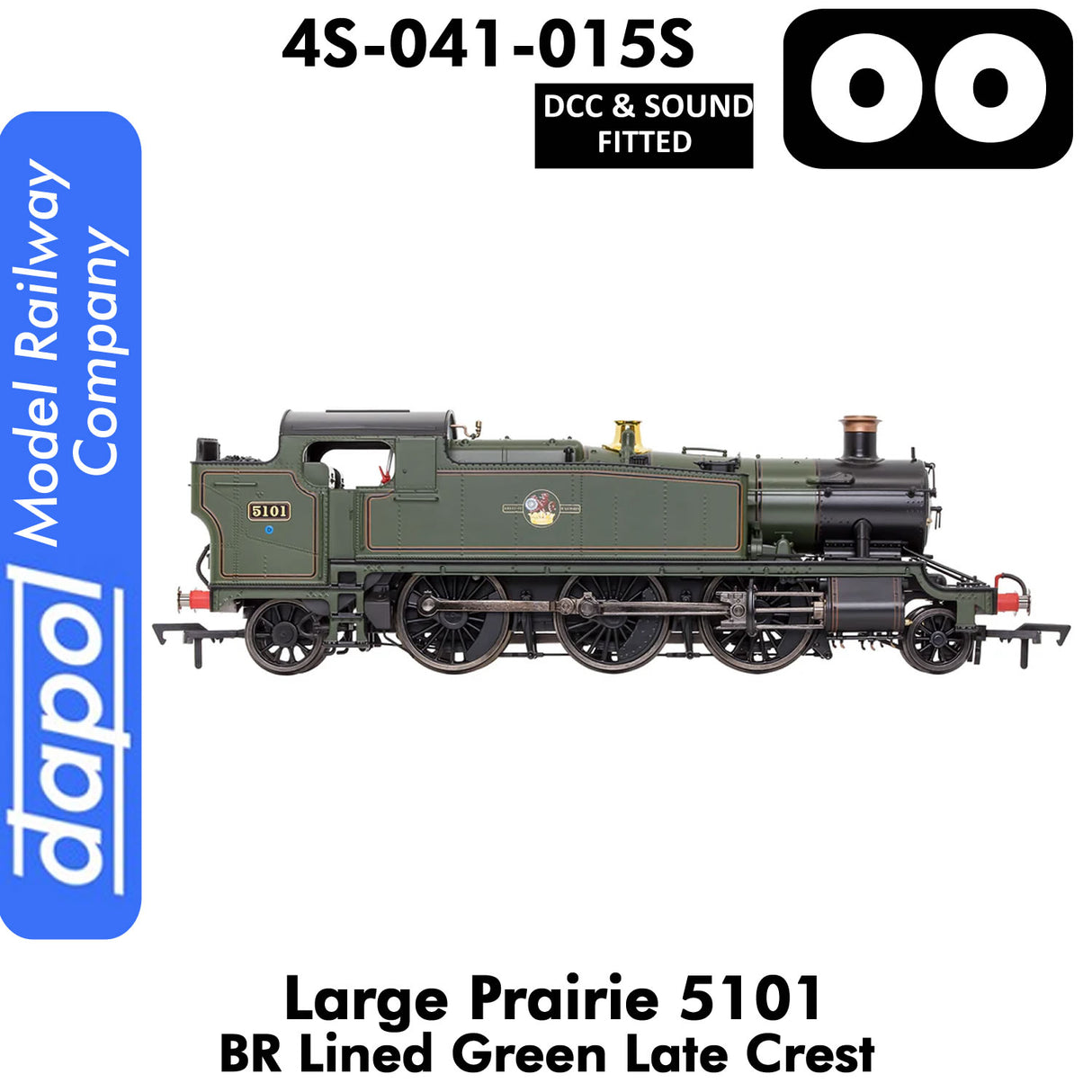 LARGE PRAIRIE 5101 BR Late Crest Steam Locomotive DCC & Sound | Dapol | 4S-041-015S