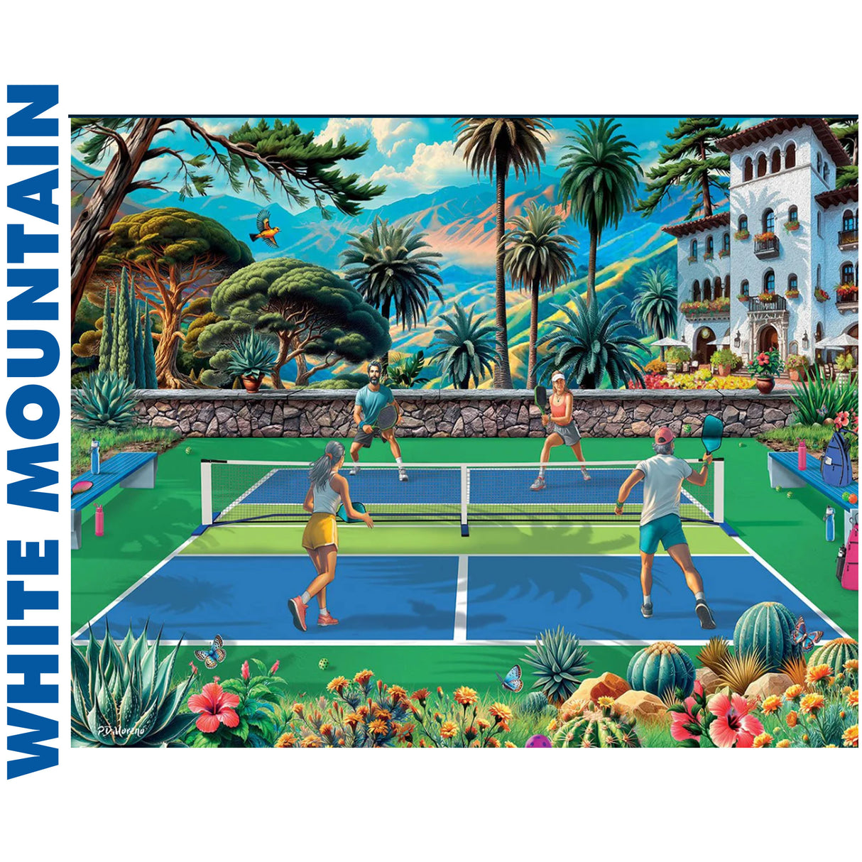 PICKLEBALL PARADISE 1000 pc super deluxe Jigsaw Puzzle WHITE MOUNTAIN 1944