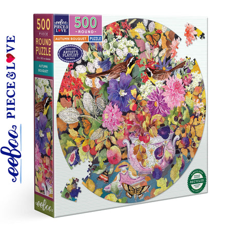 Autumn Bouquet 500 pc Round Puzzle | eeBoo |  PZF111
